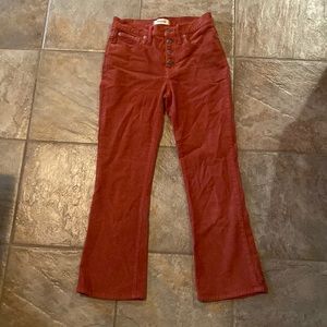 Madewell red-orange corduroys cali Demi boot cut